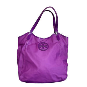 Tory Burch Purple Logo Coated Canvas Tote Bag Hobo